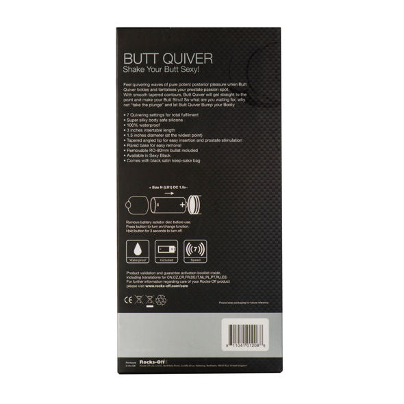 Estimulador Punto P Butt Quiver 7 Velocidades NegroROCKS-OFF
