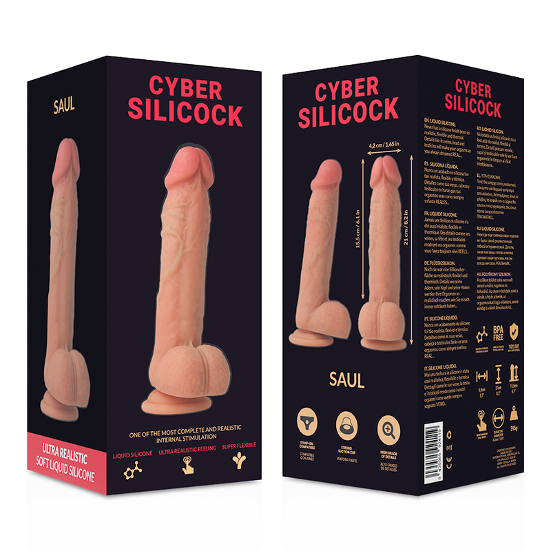 Cyber Silicock Saul Realistico Silicona Liquida 20.5Cm - SeXcalofríos - CYBER SILICOCK