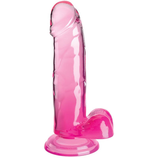 Clear Pene Realístico Con Testículos 15.2 Cm Rosa