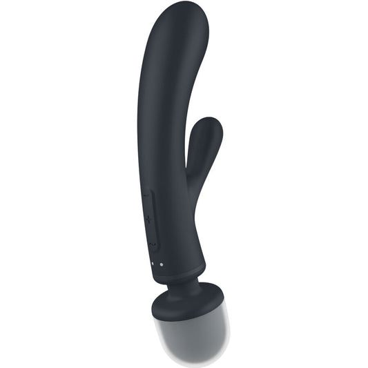 Triple Lover Masajeador Vibrador Rabbit Gris