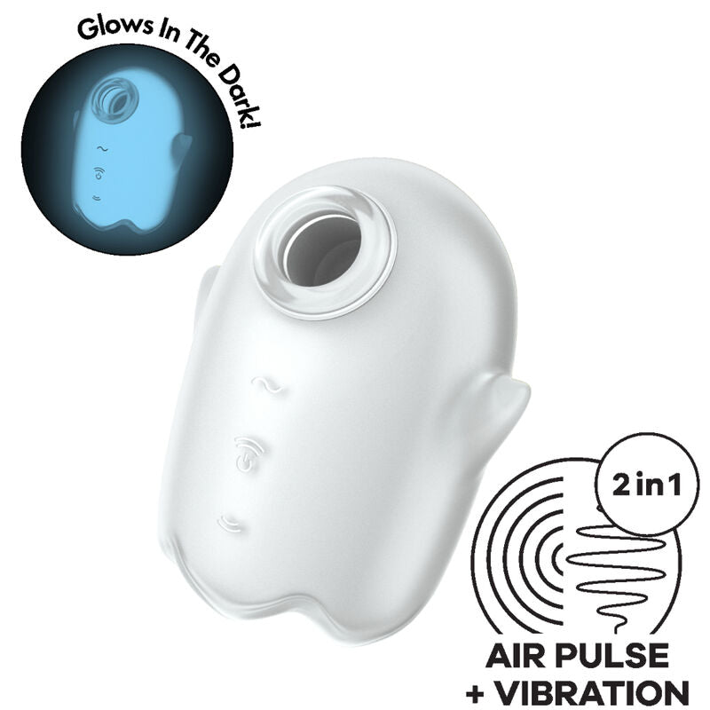 Glowing Ghost Air Pulse & Vibrador Blanco
