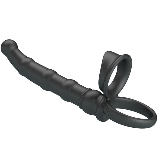 Tatum Anillo Vibrador Pene Con Plug 10 Vibraciones Negro