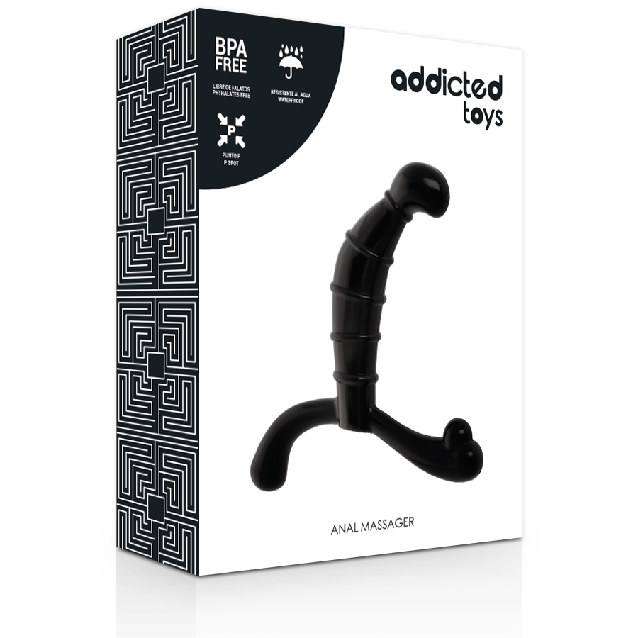 Estimulador Anal Placer Punto P Negro ADDICTED TOYS