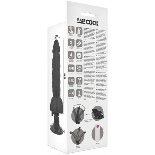 Vibrador Articulable Control Remoto Negro 20Cm  RealisticBASECOCK
